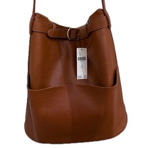 Anthropologie Brown Leather Bucket Bag (NWT)